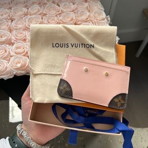 LIMITED EDITION Louis Vuitton Patent Miroir Venice Card Holder w Monogram Canvas